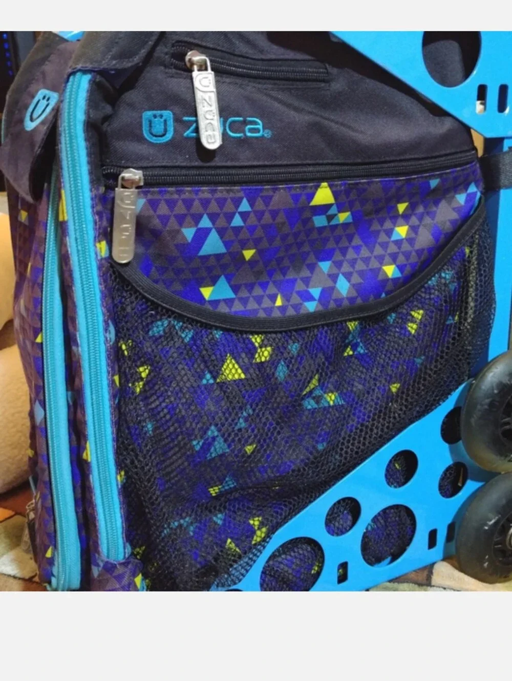 Purple Geometric Rolling Zuca Skate Bag